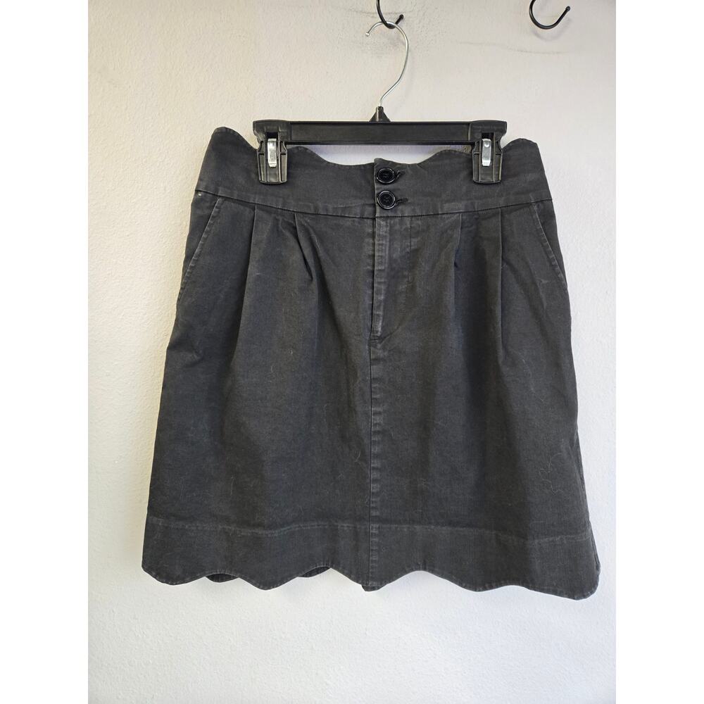 Kimchi Blue Black Scalloped Hem High Waist Mini Skirt Cotton Spandex Size Medium